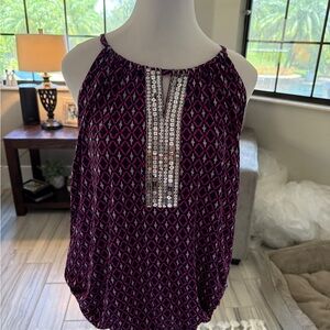 INC International Concepts Purple Embellished Blouse